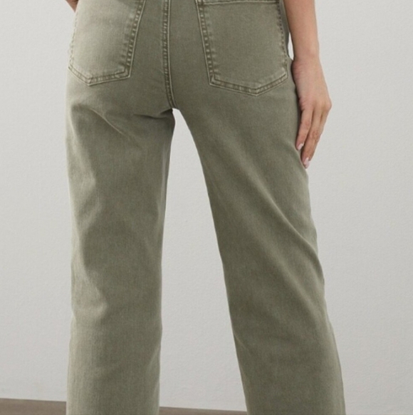 Chico's Olive Gray High Rise Straight Leg Ankle Jeans 5-Pockets Slight Distress - Picture 4 of 12